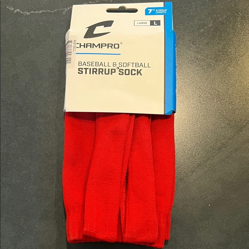 NEW CHAMPRO Red Baseball/Softball 7”Stirrup Socks, Unisex size Medium and Large